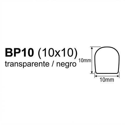 Sello Adhesivo Para Vidrio Negro/Transparente 10x10mm BP10