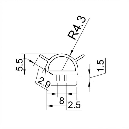 Sello 15: Sello Transparente Curvo 307C-2