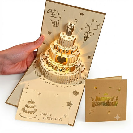 Tarjeta De Cumpleaños 3d Con Musica Luz Pastel Regalo Pop Up