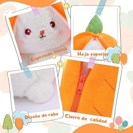 Peluche Conejo Fruta Reversible de Fresa o Zanahoria Suave de Felpa