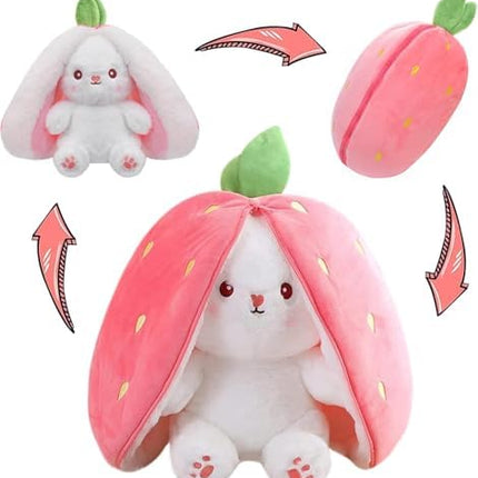 Peluche Conejo Fruta Reversible de Fresa o Zanahoria Suave de Felpa