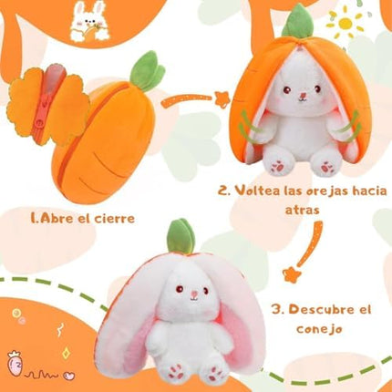 Peluche Conejo Fruta Reversible de Fresa o Zanahoria Suave de Felpa
