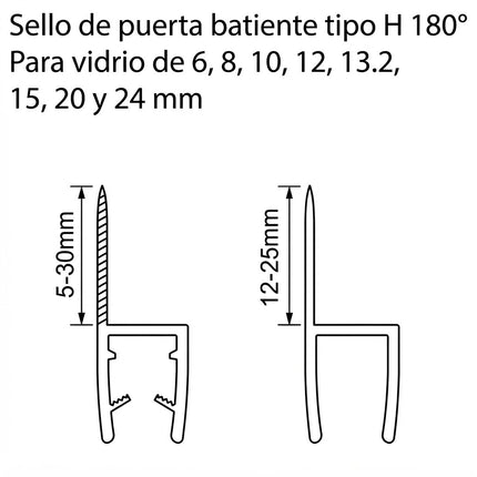 Sello Forma H 6 8 10 12 13.2 15 20 24mm B003