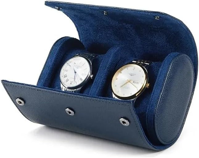 Estuche case rollo porta relojes rigido De Viaje Elegante vintage De cuero piel PU para 2 reloj