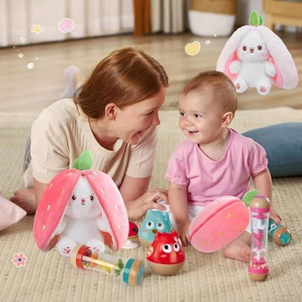 Peluche Conejo Fruta Reversible de Fresa o Zanahoria Suave de Felpa