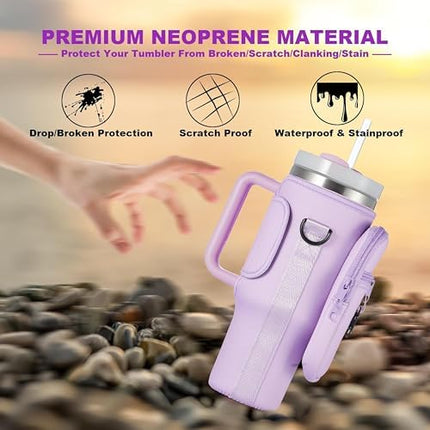 Funda para Termo Stanley, Protector para Botella de Agua Stanley de 40oz, con Cierre y Bolsa Externa