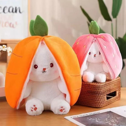 Peluche Conejo Fruta Reversible de Fresa o Zanahoria Suave de Felpa