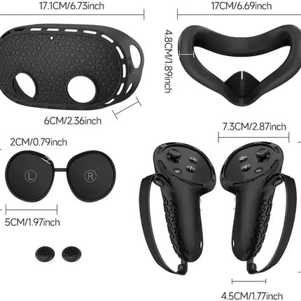 Kit Protector para Meta Quest 3S Cubierta de Lentes y Controladores Grip Antideslizante