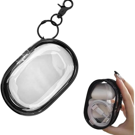 Mini Estuche Transparente Portátil Con Llavero Organizador Para Cargador