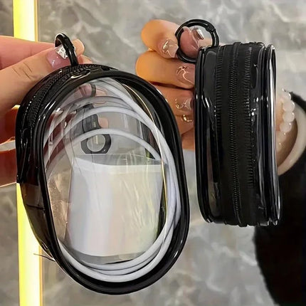 Mini Estuche Transparente Portátil Con Llavero Organizador Para Cargador