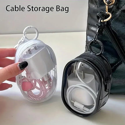 Mini Estuche Transparente Portátil Con Llavero Organizador Para Cargador