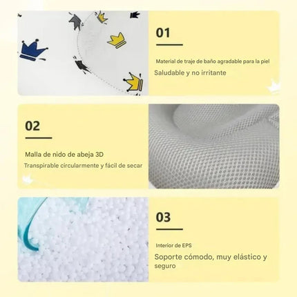 Asiento de Baño Flotante para Bebé con Soporte Ergonómico Bañera Recién Nacidos