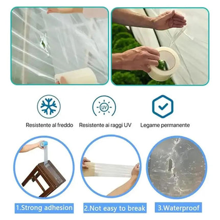 Cinta de Reparación para Invernadero Impermeable Transparente