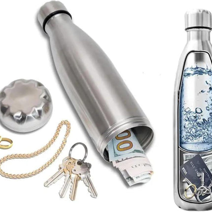 Botella Agua Bote Contenedor Líquidos Conservación De Bebidas Frías Caliente Ciclismo Correr Deportes Aire Libre Viajes con Compartimento Secreto Oculto Llaves Dinero Joyas Pastillas