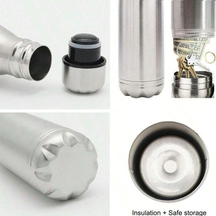 Botella Agua Bote Contenedor Líquidos Conservación De Bebidas Frías Caliente Ciclismo Correr Deportes Aire Libre Viajes con Compartimento Secreto Oculto Llaves Dinero Joyas Pastillas