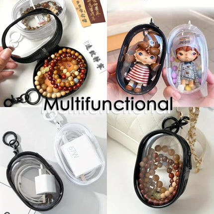 Mini Estuche Transparente Portátil Con Llavero Organizador Para Cargador