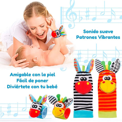 4 Piezas Calcetas y Muñequeras Sonajeras para Bebé Juguete de Estimulación Sonido
