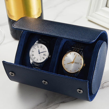 Estuche case rollo porta relojes rigido De Viaje Elegante vintage De cuero piel PU para 2 reloj