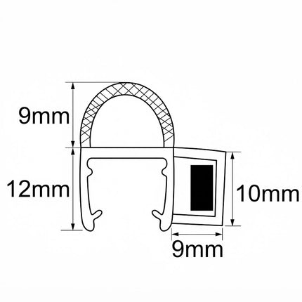 Sello Magnético Lateral Vidrio 10mm B008RD-BK