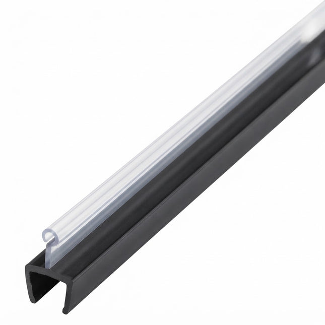 Sello Protector Rigido Pvc Para Puerta de Vidrio Color Negro + Transparente BGG