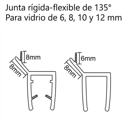 Sello Borde Duro-Blando 135° 6 8 10 12mm B005A