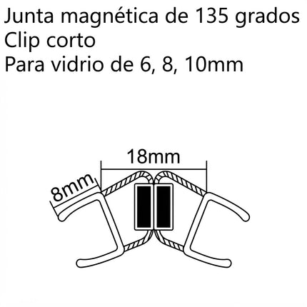 Sello De Clip Corto 135° Para Vidrio 6-10mm B008XGC