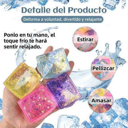 Juguete Antiestrés Squishy Cubo De Hielo Maltosa Con Glitter