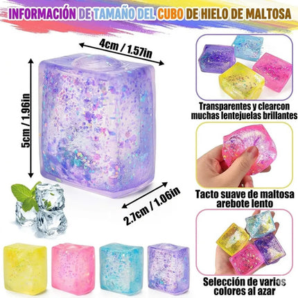 Juguete Antiestrés Squishy Cubo De Hielo Maltosa Con Glitter