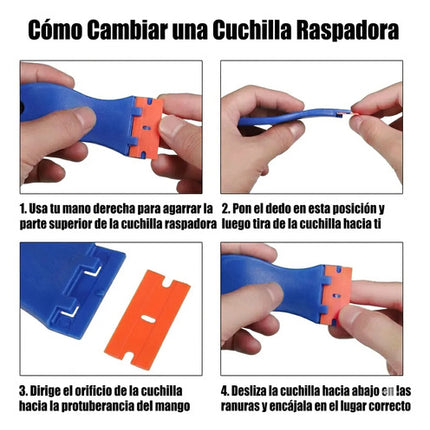 100 Cuchillas Plástica Doble Filo Quita Calcomanía Pegamento