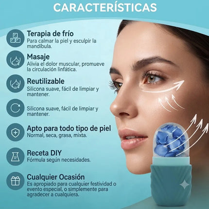 Rodillo De Hielo Facial Silicona Molde Masajeador De Rostro