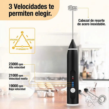 Espumador De Leche Eléctrico Recargable Batidor Café Barista
