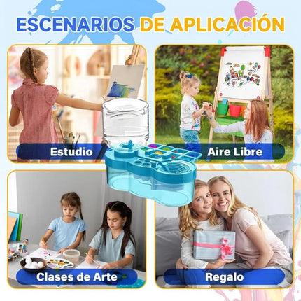Enjuagador Pinceles Con Dispensador Agua Pintar Oleo Niños