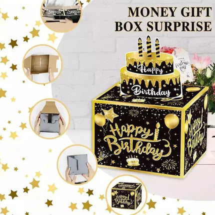 Caja Regalo Dinero En Efectivo Billetes Cumpleaños Fiestas Negro