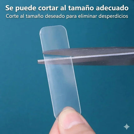 60 Cintas Doble Cara Adhesiva Transparente Reutilizable Gel