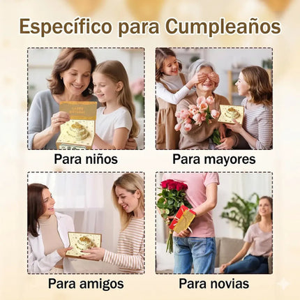 Tarjeta De Cumpleaños Pop Up 3d Porta Dinero Pastel Regalo