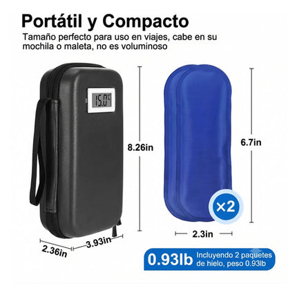 Estuche Transporte Insulina Con Termómetro Medicamento Frio
