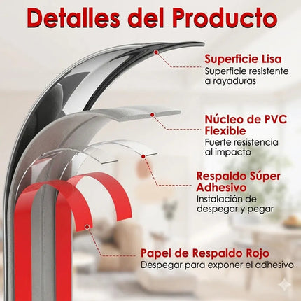 3 metros Moldura Decorativa Autoadhesiva Cromo Flexible Para Borde