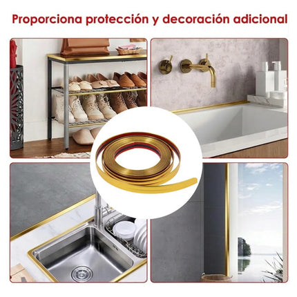 3 metros Moldura Decorativa Autoadhesiva Cromo Flexible Para Borde