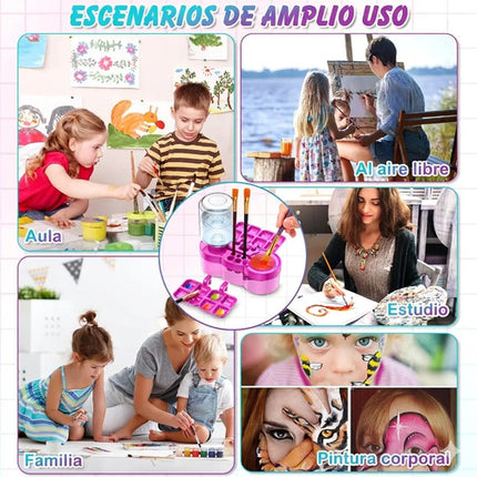 Enjuagador Pinceles Con Dispensador Agua Pintar Oleo Niños