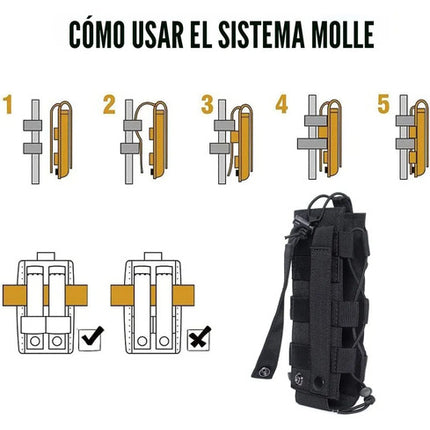 Porta Botella Tactico Molle Porta Radio Sostenedor Mochila