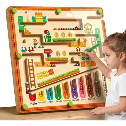 Laberinto Magnético De Madera Juguete Montessori Mario Bross