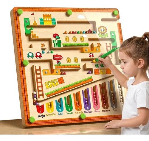 Laberinto Magnético De Madera Juguete Montessori Mario Bross