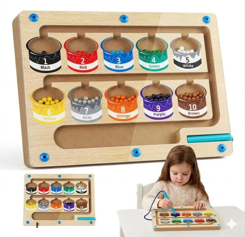 Laberinto Magnético De Madera Juguete Numeros Colores Nieve