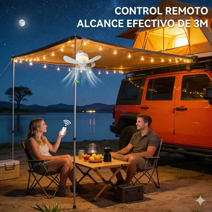 Ventilador Techo Portátil Recargable Usb Con Luz Y Control