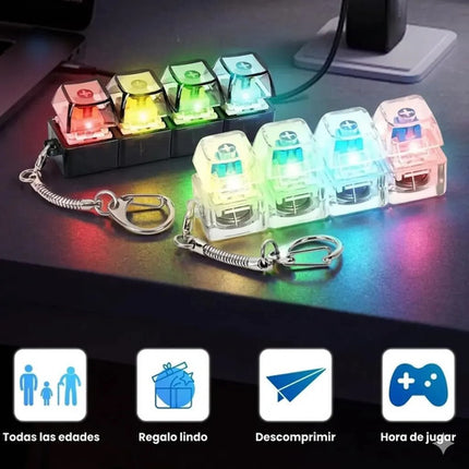 Llavero Antiestrés Teclado Mecánico Con Luz Led Rgb Fidget