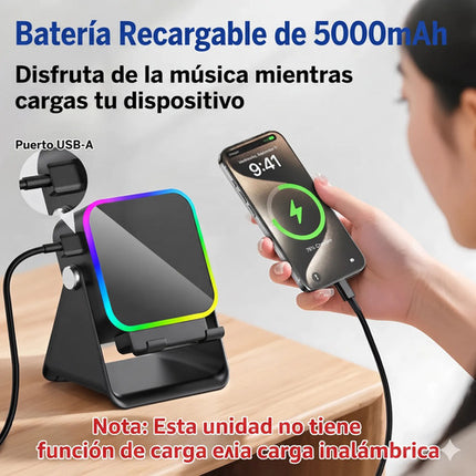 Bocina Inalámbrica Inducción 5 En 1 Soporte Celular Luz Rgb
