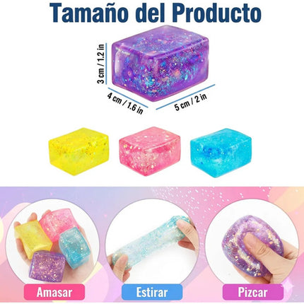 Juguete Antiestrés Squishy Cubo De Hielo Maltosa Con Glitter
