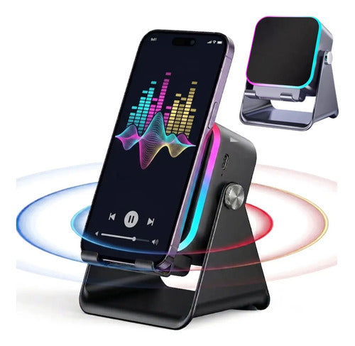 Bocina Inalámbrica Inducción 5 En 1 Soporte Celular Luz Rgb