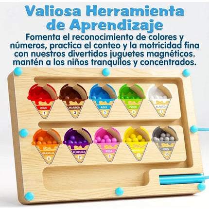 Laberinto Magnético De Madera Juguete Numeros Colores Nieve