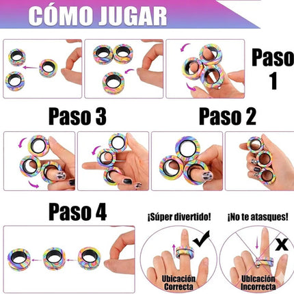Set De Anillos Magnéticos Con Forma De Fidget Spinner Dedo